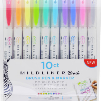 Zebra Mildliner Szövegkiemelő Szett - Kétvégű - 10 db-os készlet (Fluoreszkáló és Cool együtt)