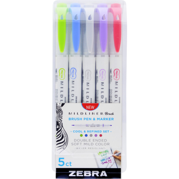 Zebra Mildliner Szövegkiemelő - Ecsetvégű, Cool & Refined - 5 db-os készlet Zebra Mildliner Szövegkiemelő - Ecsetvégű, Cool & Refined - 5 db-os készlet