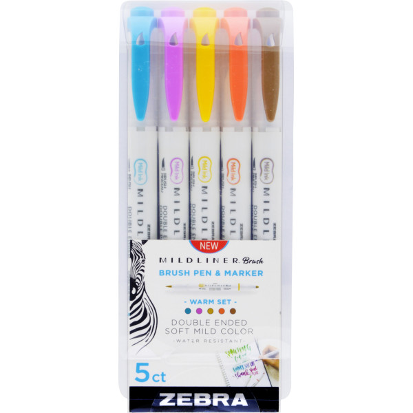 Zebra Mildliner Szövegkiemelő Szett - Ecsetvégű, Meleg színek - 5 db-os készlet Zebra Mildliner Szövegkiemelő Szett - Ecsetvégű, Meleg színek - 5 db-os készlet