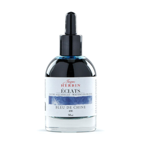 Akvarell művésztinta, 50 ml - Jacques Herbin Éclats Fine Art Ink - Kínai Kék