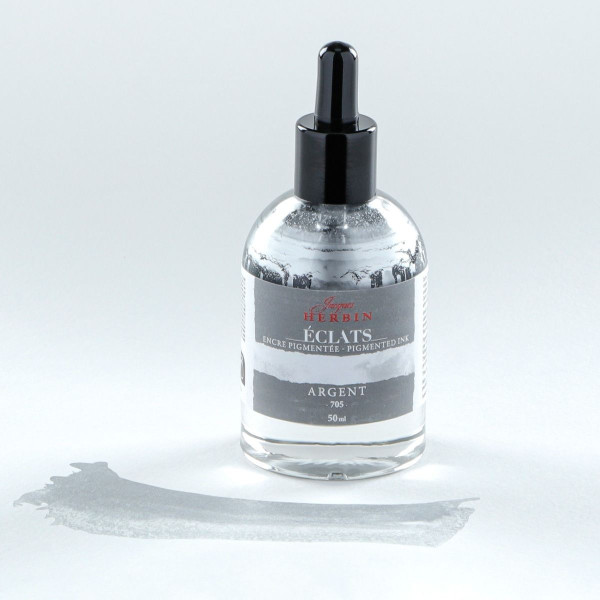 Akvarell művésztinta, 50 ml - Jacques Herbin Éclats Fine Art Ink - Ezüst