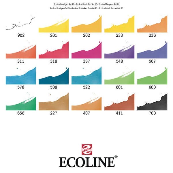 TALENS, ECOLINE BRUSH PEN ECSETFILC KÉSZLET - 20 DB TALENS, ECOLINE BRUSH PEN ECSETFILC KÉSZLET - 20 DB