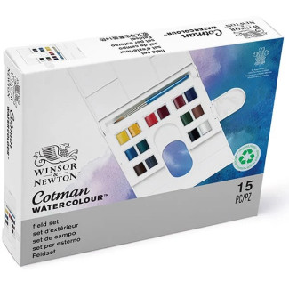 WINSOR&NEWTON COTMAN COMPACT BOX AKVARELLFESTÉK KÉSZLET, 14X1/2 SZILKE + ECSET