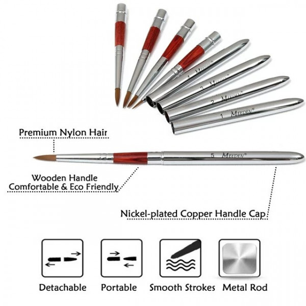 MEEDEN ÖSSZECSUKHATÓ-UTAZÓ ECSETKÉSZLET BŐRTOKBAN-5 DB-OS