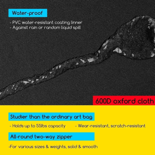 Portfolio táska, Nagyméretű - MEEDEN Studio Art Portfolio Case - Két rekeszes, egycipzáros - 78x58x5cm, Táskafüles, Nem vállszíjas