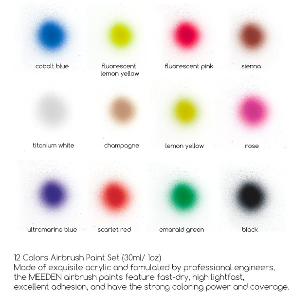 M-ART MEEDEN Airbrush festék készlet, 12 színű 30 ml M-ART MEEDEN Airbrush festék készlet, 12 színű 30 ml