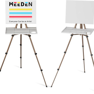 M-ART MEEDEN Professzionális, ultrakönnyű, tábori festőállvány, gyorsrögzítéssel, rögzíthető rajztáblával, 165 cm magas