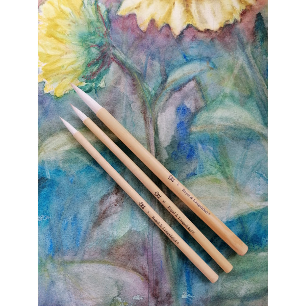 FEHÉR KECSKESZŐR ECSET KÉSZLET BAMBUSZNYÉLLEL - 3 DB