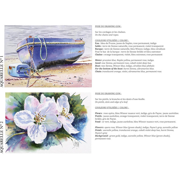 Előrajzolt akvarell kifestő-tömb, 6 képpel - folyamat leírása lépésről lépésre - 300 g/m2 12 ív 21 x 29,7 A4 - No1