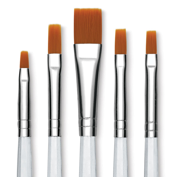 AKRILNYELŰ ECSET, LAPOS, GOLD TAKLON KÜLÖNBÖZŐ MÉRETEKBEN-2