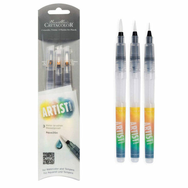 CRETACOLOR AQUA2GO VÍZTARTÁLYOS ECSETKÉSZLET - 3 DB