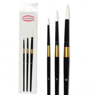 HOBBYMŰVÉSZ ECSETKÉSZLET, M501R TŰHEGYŰ FEHÉR SZINTETIKUS ECSET - 3 DB-OS (2-6-10)