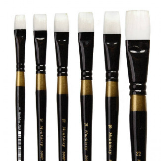 M500P MUNKÁCSY FEHÉR SZINTETIKUS LAPOS ECSET KÜLÖNBÖZŐ MÉRETEKBEN- 0