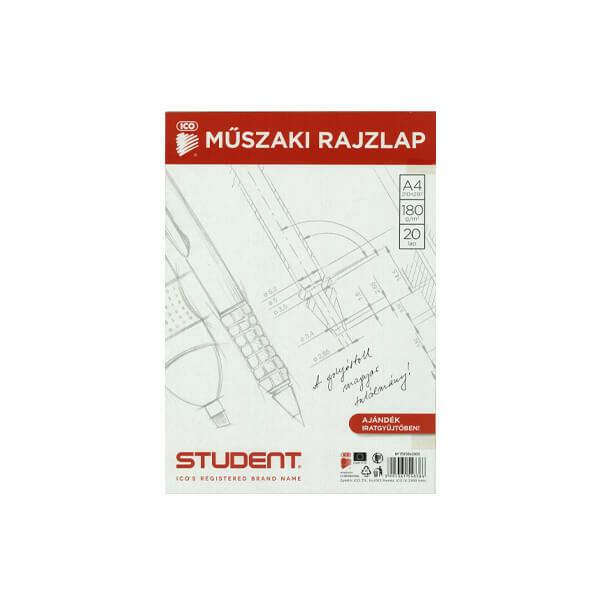 MŰSZAKI RAJZLAP, ICO, STUDENT, 180 G - A4, 20 DB MŰSZAKI RAJZLAP, ICO, STUDENT, 180 G - A4, 20 DB