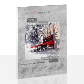 HAHNEMÜHLE TONED WATERCOLOUR AKVARELLTÖMB, 200 G, 20 LAP, A4 - GREY, SZÜRKE
