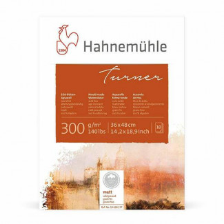 HAHNEMÜHLE TURNER AKVARELLTÖMB, 300 G, 10 LAP, 36X48 CM