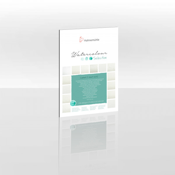 HAHNEMÜHLE WATERCOLOUR SELECTION AKVARELLPAPÍR VÁLOGATÁS TÖMB, 14 LAP, 24X32 CM