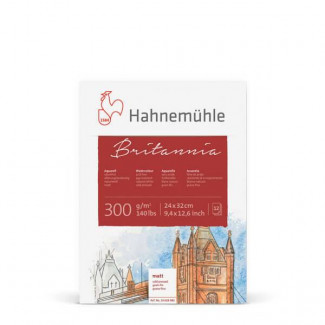 HAHNEMÜHLE BRITANNIA AKVARELLTÖMB, 300 G, 12 LAP, ENYHÉN ÉRDES, KÜLÖNBÖZŐ MÉRETEKBEN