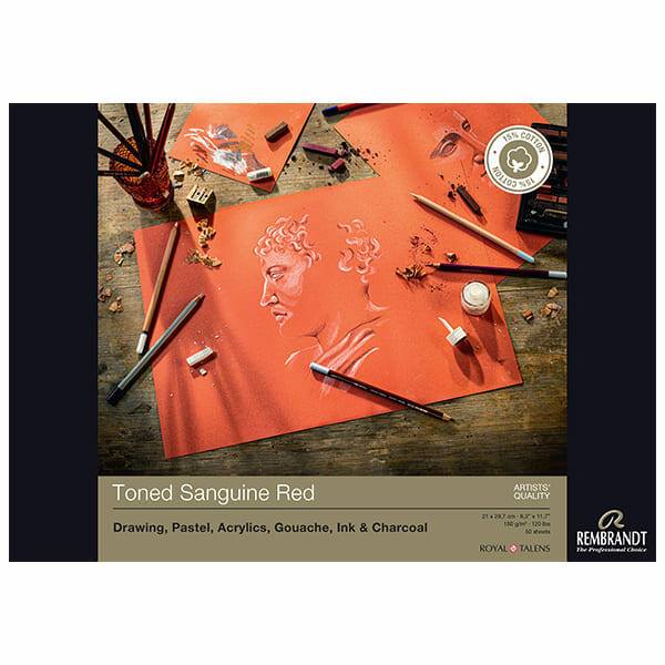 REMBRANDT TONED RAJZ- ÉS FESTŐTÖMB, 180 G, 50 LAP, A4 -SANGUINE RED