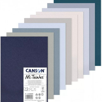 MI-TEINTES CANSON, SZÍNES PASZTELLKARTON CSOMAG  A4 - HIDEG SZÍNEK, 10 LAP