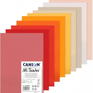 MI-TEINTES CANSON, SZÍNES PASZTELLKARTON CSOMAG A4 - MELEG SZÍNEK, 10 LAP