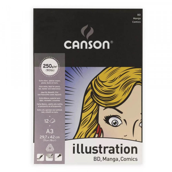CANSON "ILLUSTRATION"  ILLUSZTRÁCIÓ & MANGA TÖMB 12 ÍV A3