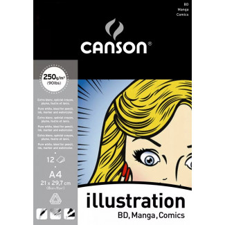 CANSON "ILLUSTRATION"  ILLUSZTRÁCIÓ & MANGA TÖMB 12 ÍV A4