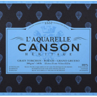 CANSON HÉRITAGE MERÍTETT, AKVARELLPAPÍR-TÖMB, 300GR 20 ÍV, ÉRDES KÜLÖNBÖZŐ MÉRETEKBEN 18 X 26 CM