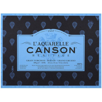 CANSON HÉRITAGE MERÍTETT, AKVARELLPAPÍR-TÖMB, 300GR 20 ÍV, ÉRDES KÜLÖNBÖZŐ MÉRETEKBEN 18 X 26 CM