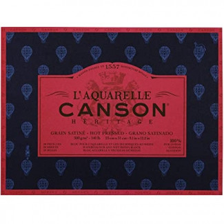 CANSON HÉRITAGE AKVARELLPAPÍR-TÖMB  20 ÍV, SIMA KÜLÖNBÖZŐ MÉRETEKBEN 18 X 26 CM(melegen préselt)