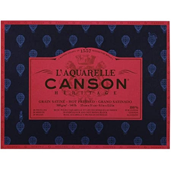 CANSON HÉRITAGE AKVARELLPAPÍR-TÖMB 20 ÍV, SIMA KÜLÖNBÖZŐ MÉRETEKBEN 18 X 26 CM(melegen préselt) CANSON HÉRITAGE AKVARELLPAPÍR-TÖMB 20 ÍV, SIMA KÜLÖNBÖZŐ MÉRETEKBEN 18 X 26 CM(melegen préselt)
