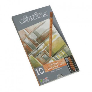 CRETACOLOR ARTINO RAJZ- ÉS VÁZLATKÉSZLET, 10 DB-OS, FÉMDOBOZOS