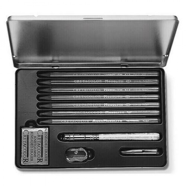 CRETACOLOR MONOLITH BOX GRAFIT RAJZKÉSZLET, 11 DB-OS, FÉMDOBOZOS