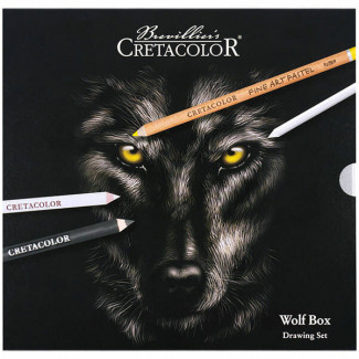 CRETACOLOR WOLF BOX FEKETE-FEHÉR RAJZKÉSZLET - 25 DB-OS, FÉMDOBOZBAN