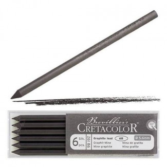 CRETACOLOR TÖLTŐCERUZA BETÉT, 5,6 MM - GRAFIT, 6B, 6 DB