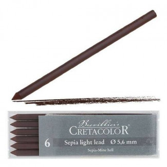 CRETACOLOR TÖLTŐCERUZA BETÉT, 5,6 MM - SEPIA, VILÁGOS, 6 DB