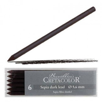 CRETACOLOR TÖLTŐCERUZA BETÉT, 5,6 MM - SEPIA, SÖTÉT, 6 DB