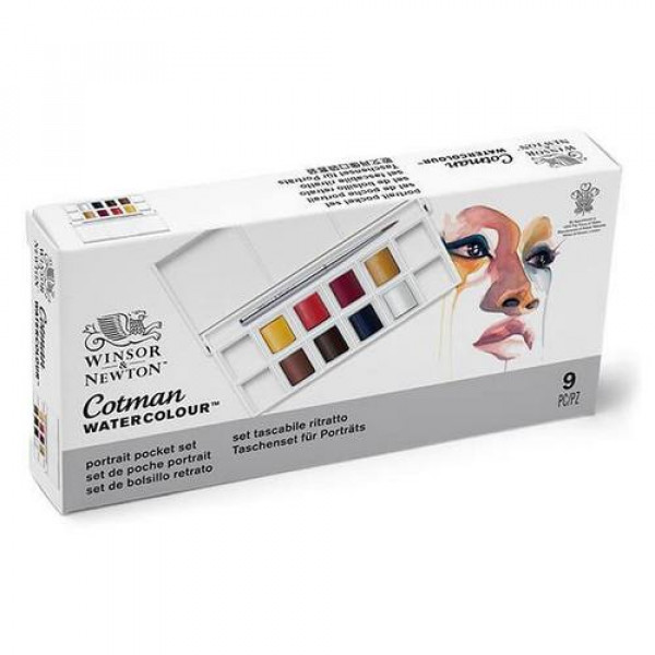 WINSOR&NEWTON COTMAN POCKET SET AKVARELLFESTÉK KÉSZLET, 8X1/2 SZILKE + ECSET - PORTRAIT WINSOR&NEWTON COTMAN POCKET SET AKVARELLFESTÉK KÉSZLET, 8X1/2 SZILKE + ECSET - PORTRAIT