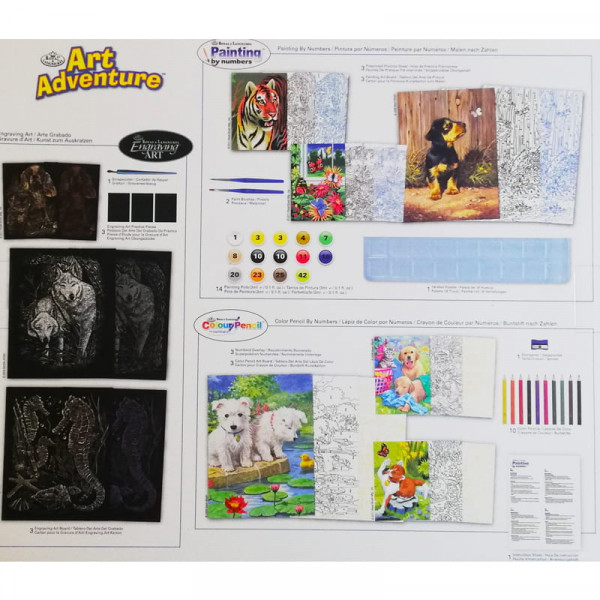 SZUPER MŰVÉSZ KÉSZLET - 48 RÉSZES AJÁNDÉKKÉSZLET NAGYMÉRETŰ DOBOZBAN - ÁLLATOS KÉPEK SZUPER MŰVÉSZ KÉSZLET - 48 RÉSZES AJÁNDÉKKÉSZLET NAGYMÉRETŰ DOBOZBAN - ÁLLATOS KÉPEK