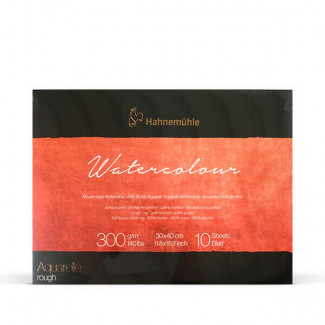 HAHNEMÜHLE WATERCOLOUR MOULD-MADE PRÉMIUM AKVARELLTÖMB, 300 G, 10 LAP, 30X40 CM, DURVA