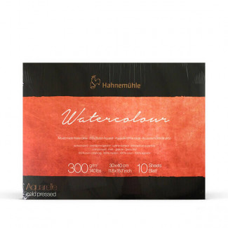 HAHNEMÜHLE WATERCOLOUR MOULD-MADE PRÉMIUM AKVARELLTÖMB, 300 G, 10 LAP, 30X40 CM, ENYHÉN ÉRDES