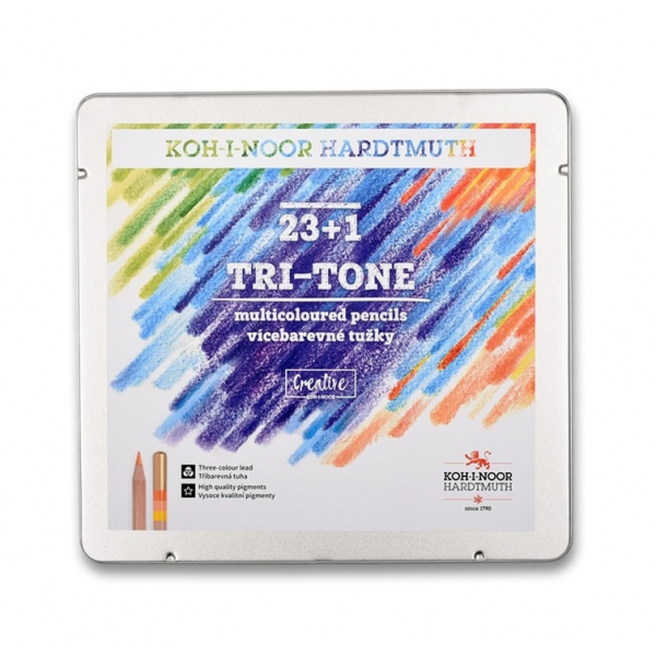 KOH-I-NOOR 3444N TRITONE MAGIC SZÍNES VARÁZSCERUZA 24 DB FÉMDOBOZBAN KOH-I-NOOR 3444N TRITONE MAGIC SZÍNES VARÁZSCERUZA 24 DB FÉMDOBOZBAN
