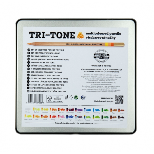 KOH-I-NOOR 3444N TRITONE MAGIC SZÍNES VARÁZSCERUZA 24 DB FÉMDOBOZBAN KOH-I-NOOR 3444N TRITONE MAGIC SZÍNES VARÁZSCERUZA 24 DB FÉMDOBOZBAN