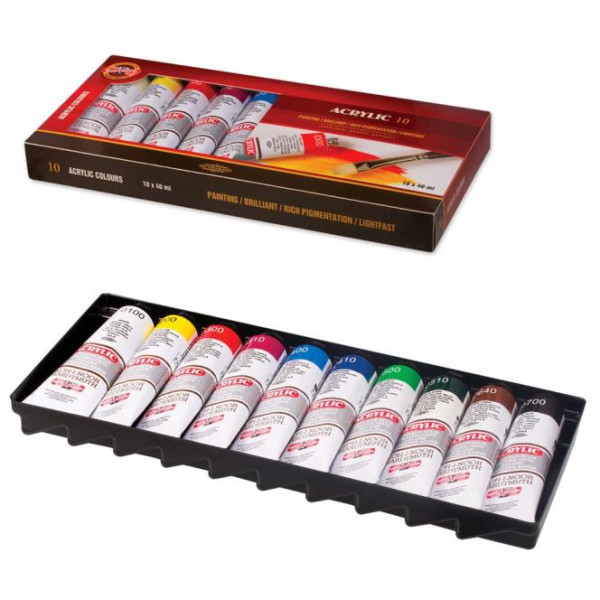 KOH-I-NOOR AKRILFESTÉK KÉSZLET 10 DB 40 ML