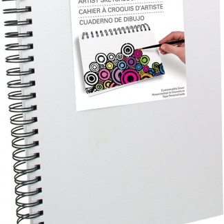 ROYAL VÁSZONKÖTÉSES VÁZLATTÖMB, SZEMÉLYRE SZABHATÓ, FEHÉR, SPIRÁLOS A4