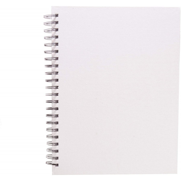 ROYAL VÁSZONKÖTÉSES VÁZLATTÖMB, SZEMÉLYRE SZABHATÓ, FEHÉR, SPIRÁLOS A6