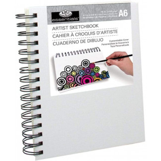 ROYAL VÁSZONKÖTÉSES VÁZLATTÖMB, SZEMÉLYRE SZABHATÓ, FEHÉR, SPIRÁLOS A6