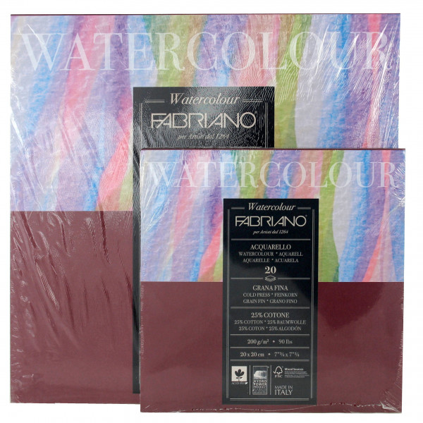 FABRIANO STÚDIÓ AKVARELLTÖMB, 200 G 20 X 20 CM - 20 LAP