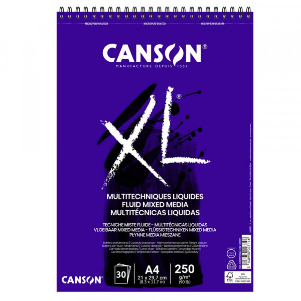 CANSON XL FLUID MIX MEDIA TÖMB, MIKROPERFORÁLT 250G/M2 30 ÍV A4