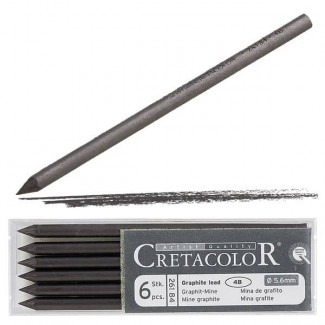 CRETACOLOR TÖLTŐCERUZA BETÉT, 5,6 MM - GRAFIT, 4B, 6 DB